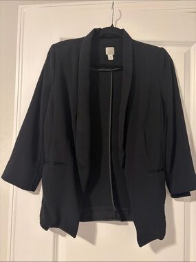 LC Lauren Conrad Black Open-Front Draped Blazer
